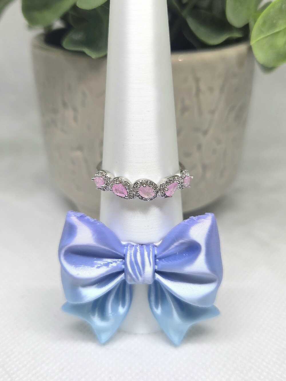 BP Elegant Pink Ice Crystal Teardrop Ring
